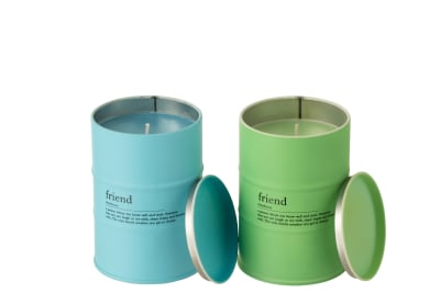 Vela Perfumada En Lata Azul/Verde