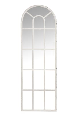 ESPEJO VENTANA REDONDEADO METAL ANTIGUO BLANCO