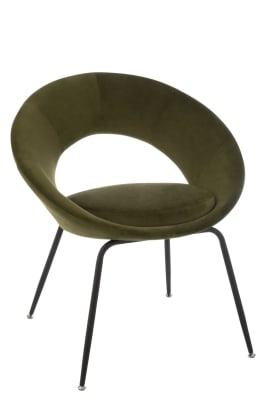 SILLA REDONDA CON AGUJERO METAL/TEJIDO VERDE