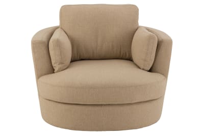 SILLON PIVOTANTE MADERA/TEJIDO BEIGE