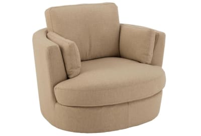SILLON PIVOTANTE MADERA/TEJIDO BEIGE