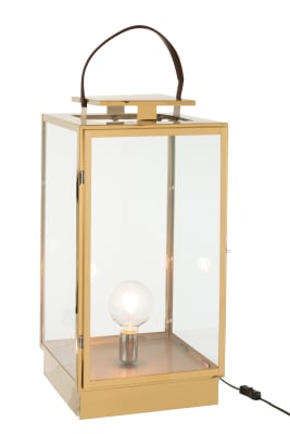 Linterna Lampara Metal/Cristal Oro (31,5x30x76cm)