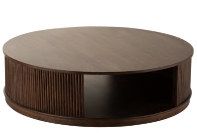 Mesa De Salón Reyi En Ruedas Madera De Mango Marrón Oscuro