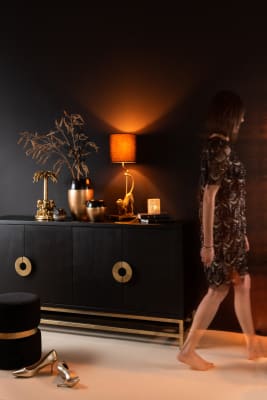 GABINETE 4 PUERTAS OREA MANGO MADERA/HIERRO NEGRO/ORO