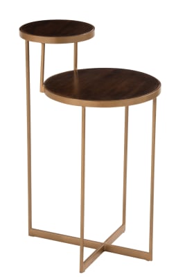 Mesa Auxiliar Rafi 2niveles Hierro/Madera De Mango Oro/Marron Oscuro