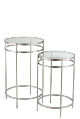 SET DE 2 MESAS AUXILIARES LAURE ESPEJO HIERRO PLATA