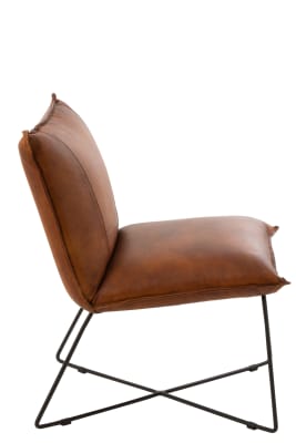 SILLA DE SALON AVI CUERO/HIERRO COGNAC