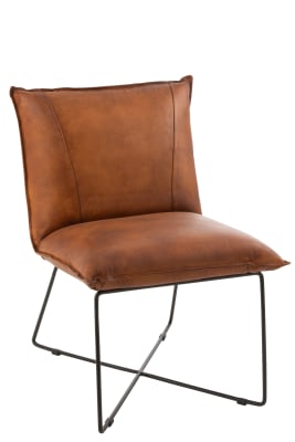 SILLA DE SALON AVI CUERO/HIERRO COGNAC