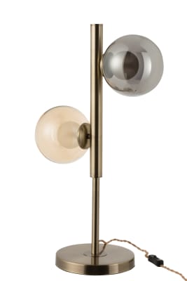 LAMPARA DE MESA YUKS 2 LAMPARAS ACERO ORO