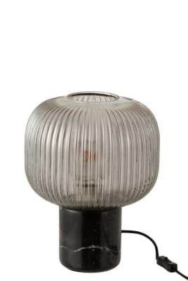Lámpara De Mesa Yufo Vidrio/Mármol Gris/Negro