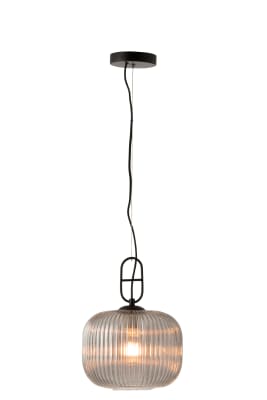 LAMPARA COLGANTE YUFO VIDRIO/MARMOL GRIS/NEGRO