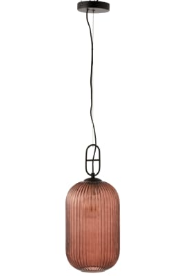 Lampara Colgante Yufo Largo Vidrio/Marmol Rojo/Negro
