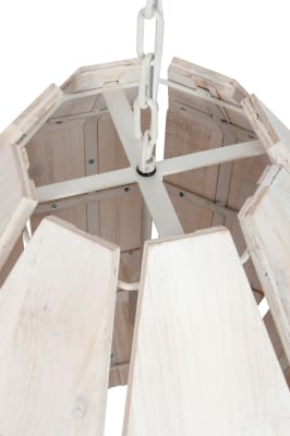 Lampara Colgante Octogonal Madera/Metal White Wash 43X43X156Cm