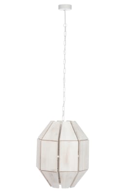 Lampara Colgante Octogonal Madera/Metal White Wash 43X43X156Cm