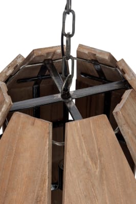 Lampara Colgante Octogonal Madera/Metal marrón43X43X156Cm