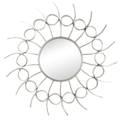 Espejo Sol Metal Antiguo Plata