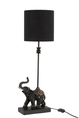 Lampara Elefante Resina Negro (30,5x30,5x68,5cm)