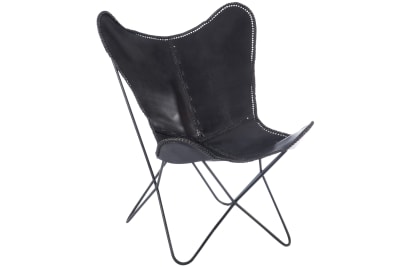 SILLA LOUNGE CUERO/METAL NEGRO