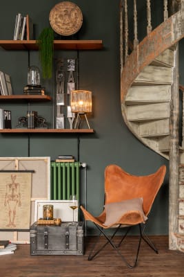 SILLA LOUNGE CUERO/METAL COÑAC