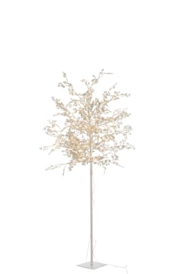 ARBOL HOJAS PURPURINA+LED METAL PLATA LARGE