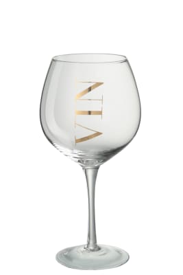 Copa Vino Blanco Cristal Transparente/Oro 10X10X20Cm