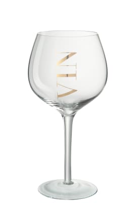 Copa Vino Rojo Cristal Transparente/Oro 10X10X22Cm
