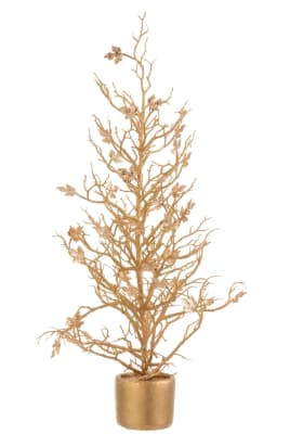ARBOL DESNUDO+HOJAS EN MACETA PURPURINA PLASTICO ORO LARGE