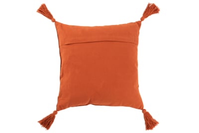 ALMOHADA BORLA CUADRADO ALGODON NARANJA