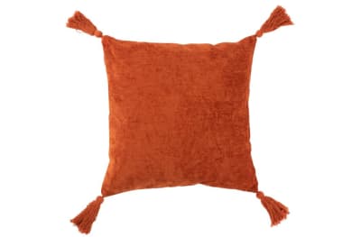 ALMOHADA BORLA CUADRADO ALGODON NARANJA