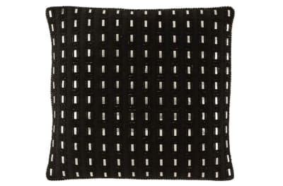 ALMOHADON ESPEJO RECTANGULO ALGODON NEGRO/PLATA
