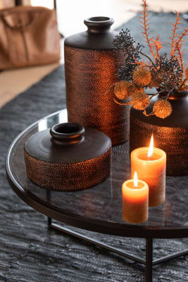 Jarron Manchado Ceramica Negro/Cobre Small