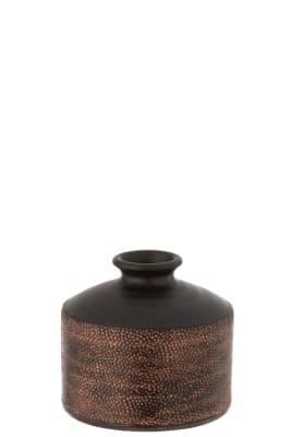 Jarron Manchado Ceramica Negro/Cobre Small