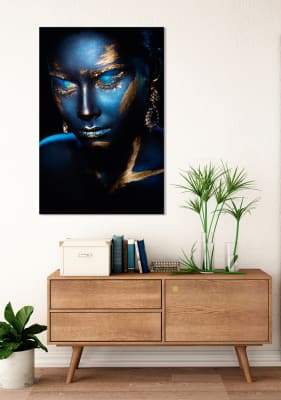 Cuadro mujer belleza en azul 80x120 cm