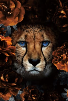 Leopardo con flores
