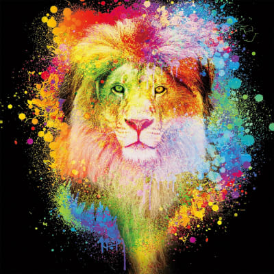 Rey León jugando en colores