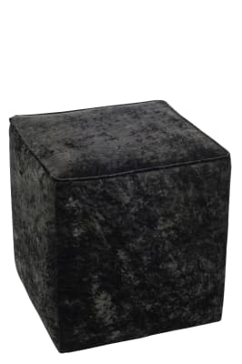 Puf Cuadrado Terciopelo Negro
