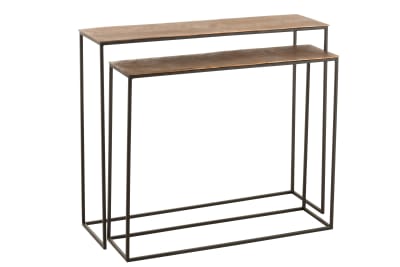 Set De 2 Consola Rectangular Aluminio Herrumbre