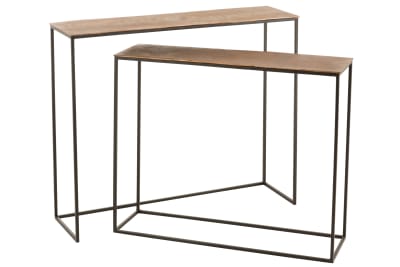 Set De 2 Consola Rectangular Aluminio Herrumbre