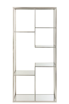 Estantería 5 Tablas Metal/Cristal Plata                                
