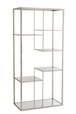 Estantería 5 Tablas Metal/Cristal Plata                                
