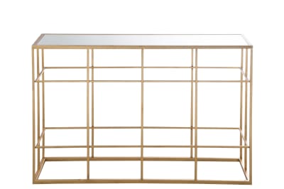 CONSOLA BARROTES METAL/CRISTAL ORO