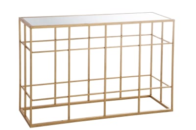 CONSOLA BARROTES METAL/CRISTAL ORO