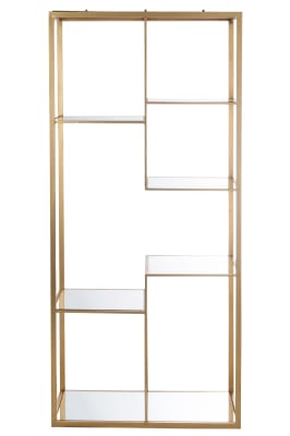 ESTANTERÍA 5 TABLAS METAL/CRISTAL ORO