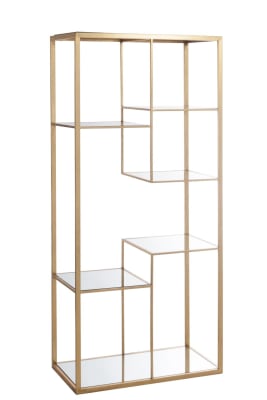 ESTANTERÍA 5 TABLAS METAL/CRISTAL ORO