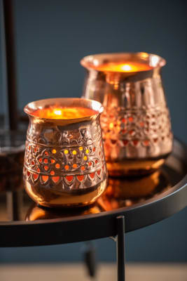 PORTACANDELITA ORIENTAL REDONDO HIERRO CLARO COBRE SMALL