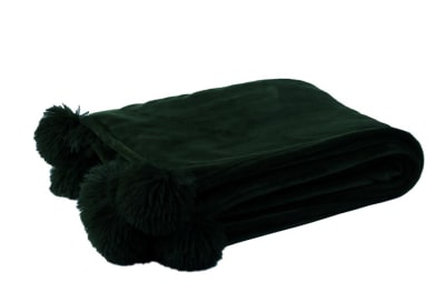 PLAID POMPÓN POLYESTER NEGRO