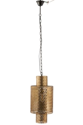 Lampara Colgante Larga Antigua Zinc Oro