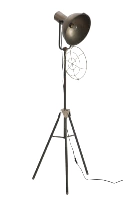 Lámpara De Pie Redondo Metal Gris