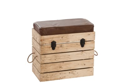 Caja con almohadon madera/cuero