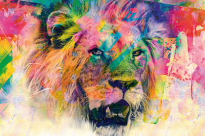 Cuadro León del arte pop 80x120 cm